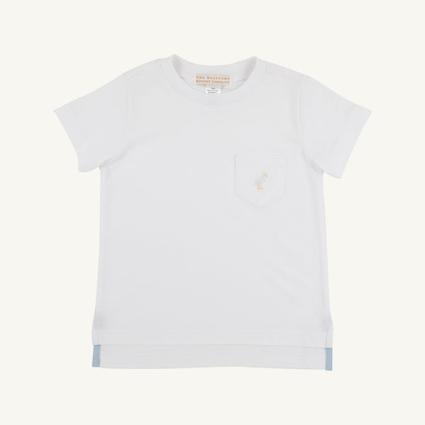 Carter Crewneck - Worth Avenue White with Multicolor Stork