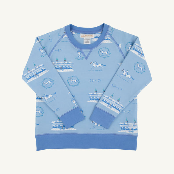 Cassidy Comfy Crewneck - A Day at the Derby (Beale Street Blue) with Sunrise Blvd Blue
