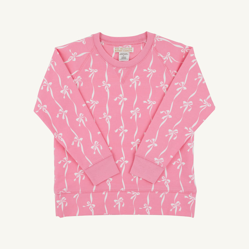 Cassidy Comfy Crewneck - Bell Court Bows (Hamptons Hot Pink)