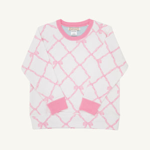 Cassidy Comfy Crewneck Beale Street Blue with Worth Ave White Bow main image 1