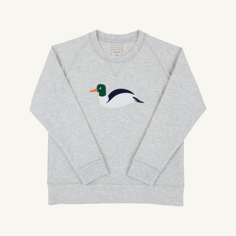 Cassidy Comfy Crewneck - Grantley Gray Heathered with Duck Applique