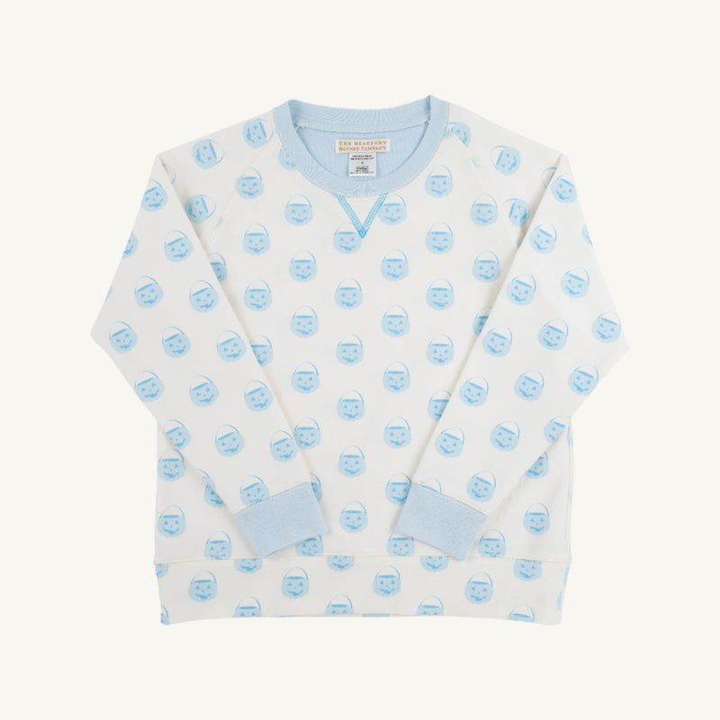 Cassidy Comfy Crewneck - Vintage-Prep Pumpkin Pails with Buckhead Blue