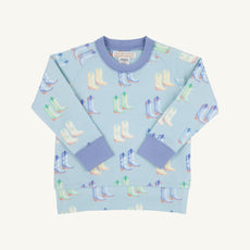 Cassidy Comfy Crewneck - Cute to Boot (Buckhead Blue) with Park City Periwinkle