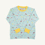The Beaufort Bonnet Company’s Cassidy Comfy Crewneck - Ice Cream Daydream (Blueberry Blue) is a light blue, long-sleeve kids sweatshirt accented with cheerful yellow cuffs and collar. Featuring playful prints of boats, ice cream cones, cups, cherries, and clouds, this premium crewneck is the perfect fun layering piece for any season.