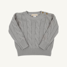 Crawford Crewneck - Grantley Gray with Brass Buttons
