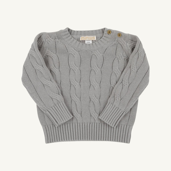 Crawford Crewneck - Grantley Gray with Brass Buttons