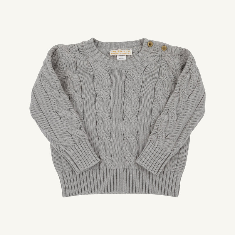 Crawford Crewneck - Grantley Gray with Brass Buttons