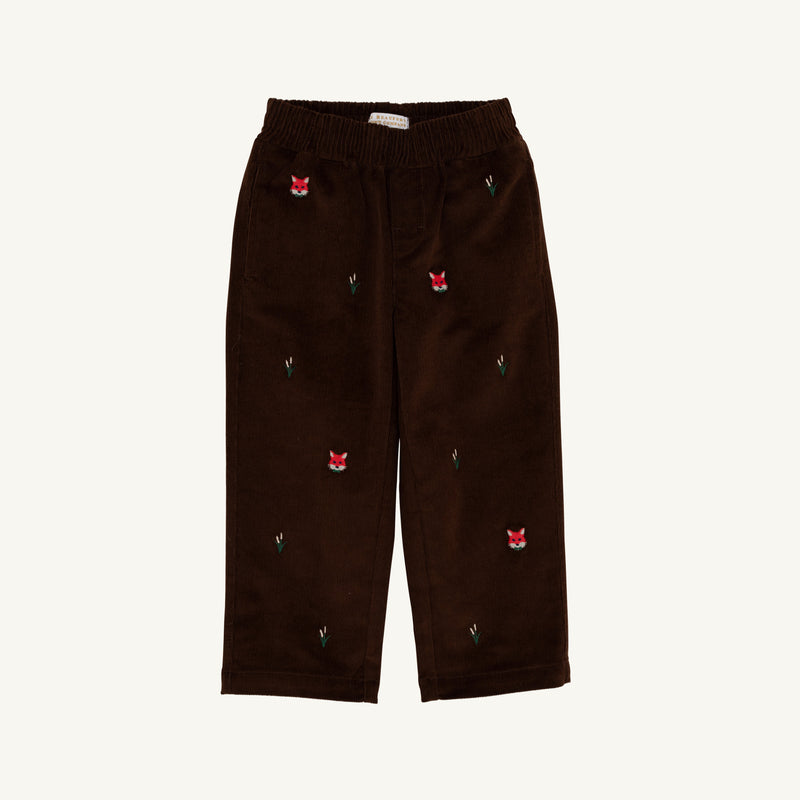Critter Sheffield Pants - Chelsea Chocolate Corduroy with Fox Embroidery