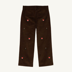 Critter Prep School Pants - Chelsea Chocolate Corduroy with Fox Embroidery