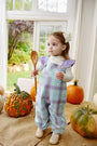 Violet's Vintage Overalls - Bridge Club Hustle Houndstooth (Edisto Egg Blue) with Palisades Purple