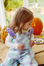 Violet's Vintage Overalls - Bridge Club Hustle Houndstooth (Edisto Egg Blue) with Palisades Purple
