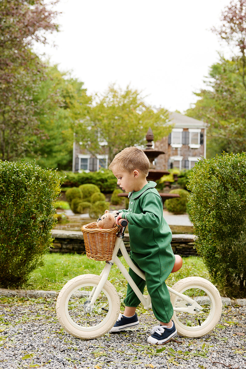 Long Sleeve Benny Romper - Grier Green with Palmetto Pearl