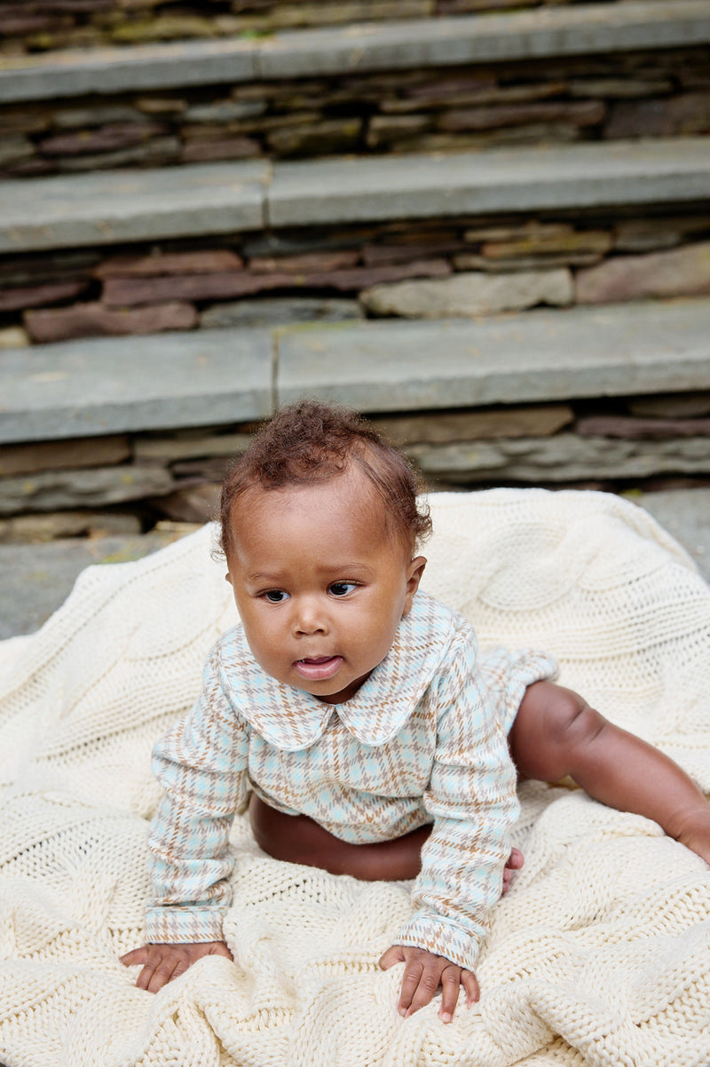 Long Sleeve Brentley Bubble - Henry Clay Houndstooth (Edisto Egg Blue)