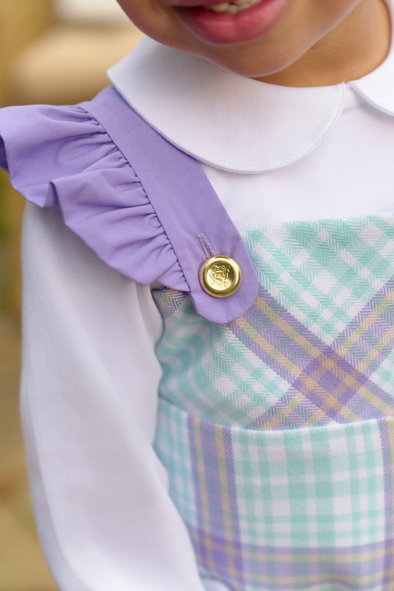 Violet's Vintage Overalls - Bridge Club Hustle Houndstooth (Edisto Egg Blue) with Palisades Purple