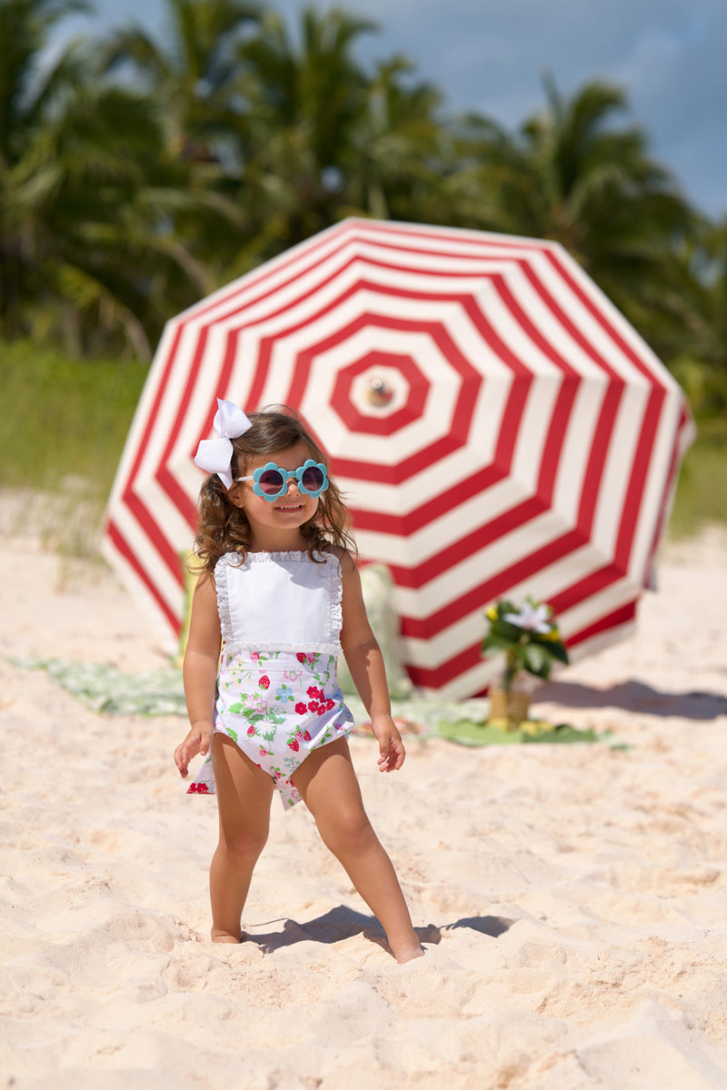 Sally Sunsuit - Berry Sweet with Worth Avenue White