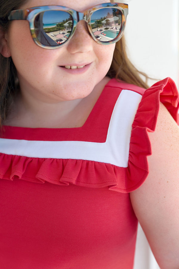 Darla Dress - Richmond Red with Worth Avenue White
