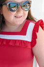 Darla Dress - Richmond Red with Worth Avenue White