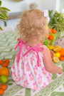 Rosey Romper - Bridgetown Harbour Hand Block with Winter Park Pink
