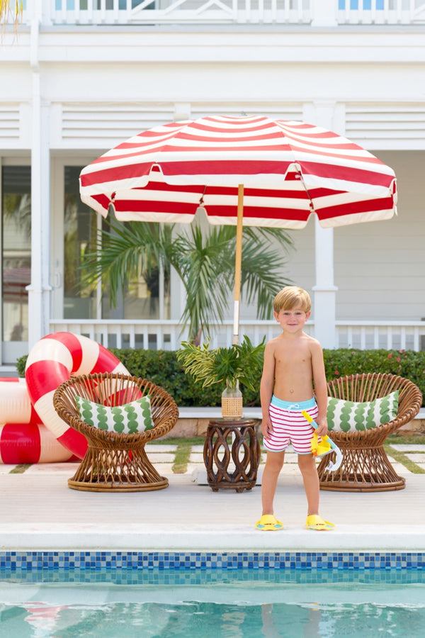 Tanner Trunks - Richmond Red Stripe with Belhaven Blue