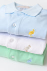 Prim & Proper Polo & Onesie - Bardstown Blue with Bellport Butter Yellow Stork