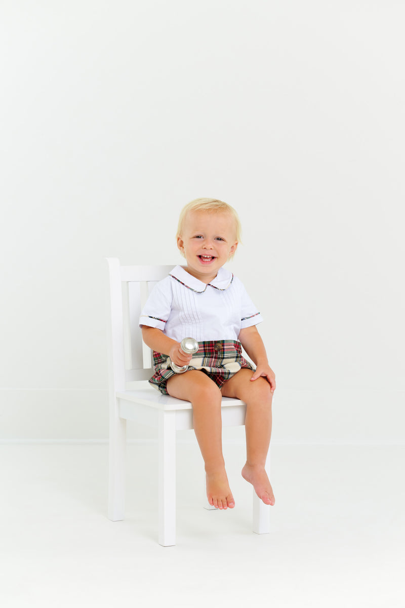 Bryan Button In Bubble - Worth Avenue White with Charlie Place Plaid