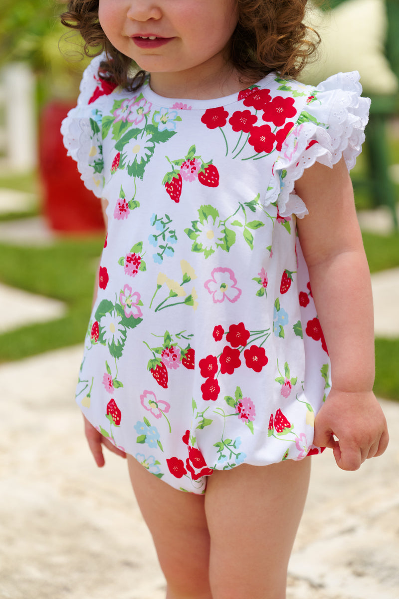 Ruehling Ruffle Bubble - Berry Sweet with Worth Avenue White
