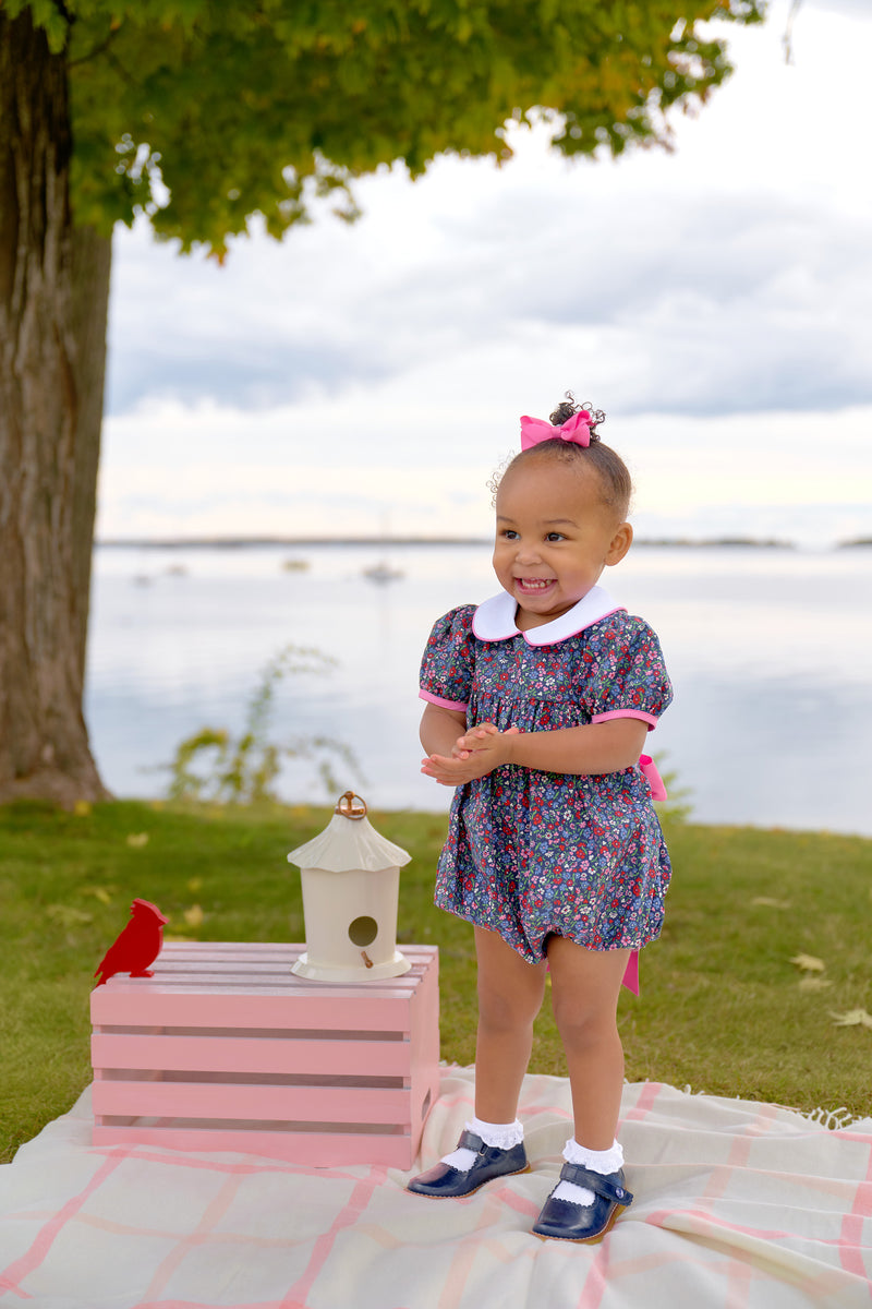 Cindy Lou Sash Bubble - Fairfax Farm Floral with Worth Avenue White & Hamptons Hot Pink