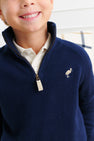 Hayden Half-Zip Sweater - Nantucket Navy with Osprey Oatmeal Stork