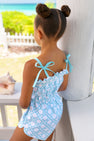 Rosey Romper - Catamaran Cane with Edisto Egg Blue
