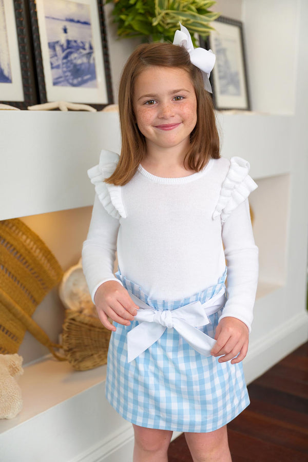 Beasley Bow Skirt - Barrington Blue Check with Worth Avenue White