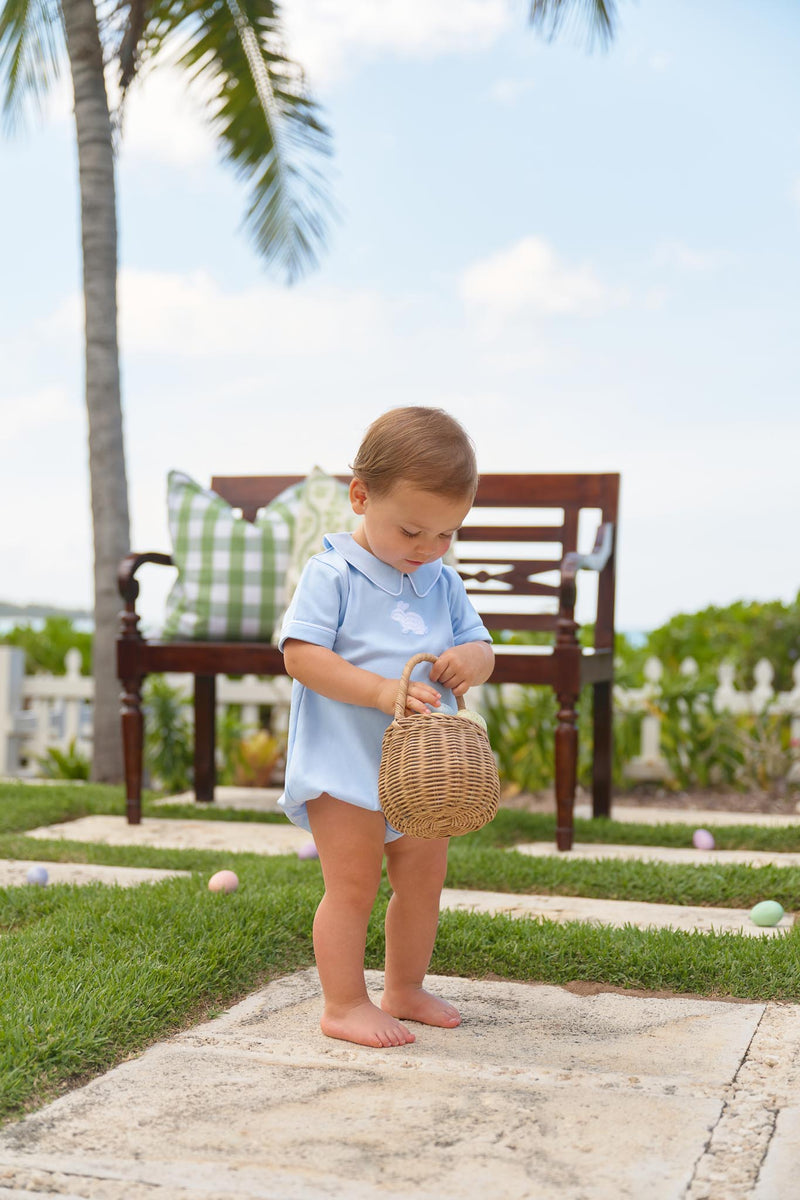 Short Sleeve Biltmore Bubble - Beale Street Blue with Worth Avenue White & Bunny Embroidery
