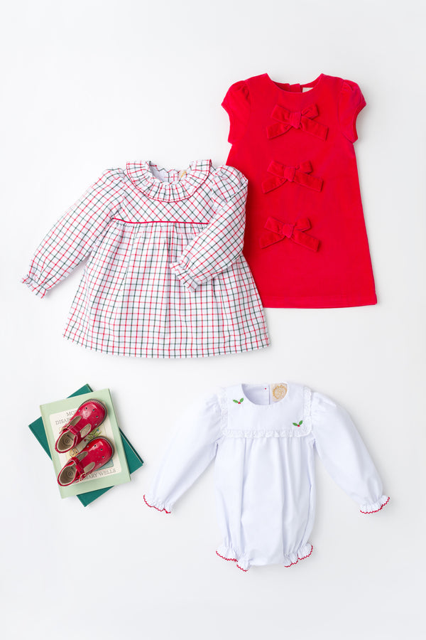 Long Sleeve Ramona Ruffle Collar Dress - Old Town Tattersall