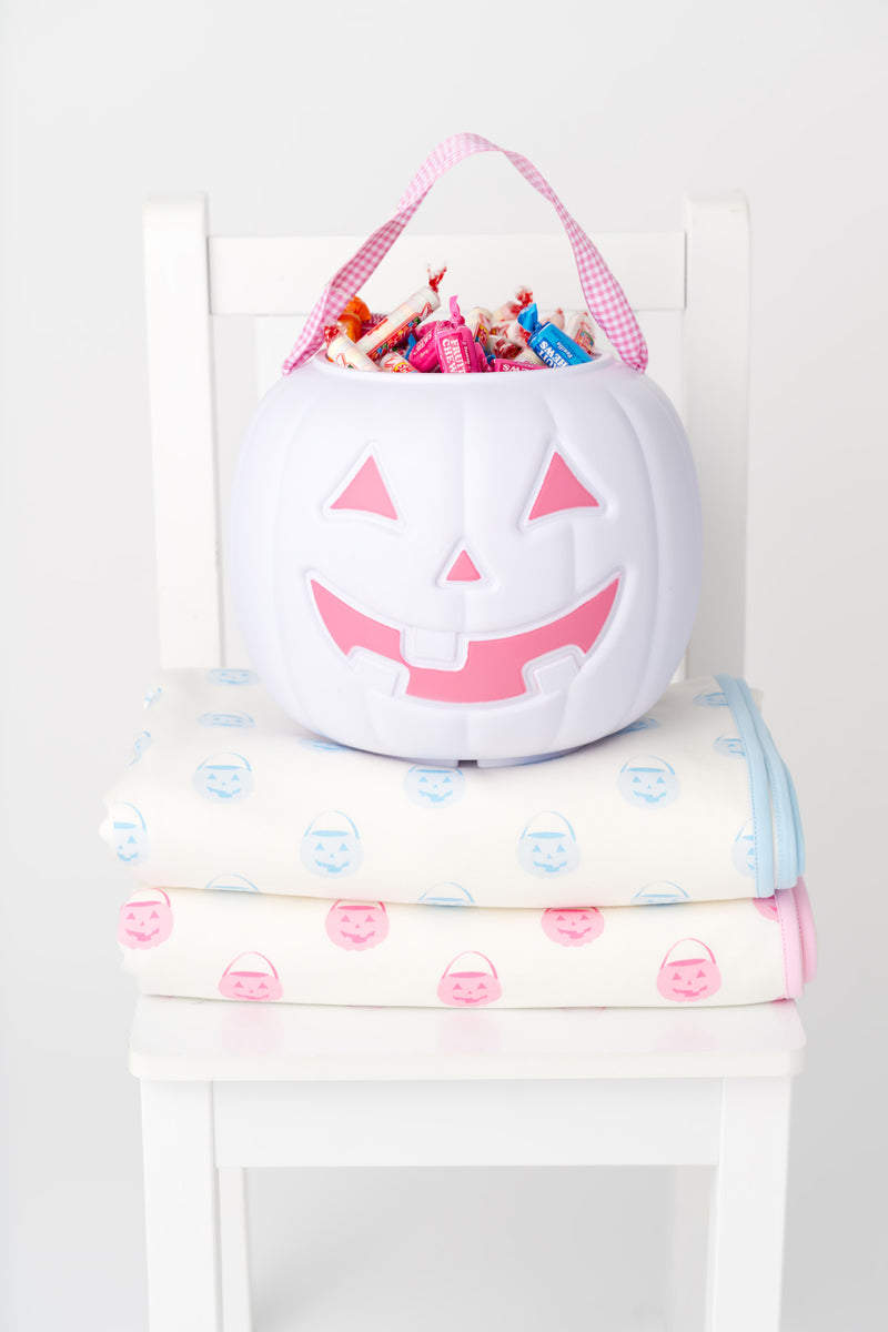 Silent Night Throw - Vintage Prep Pumpkin Pails (Buckhead Blue) with Buckhead Blue