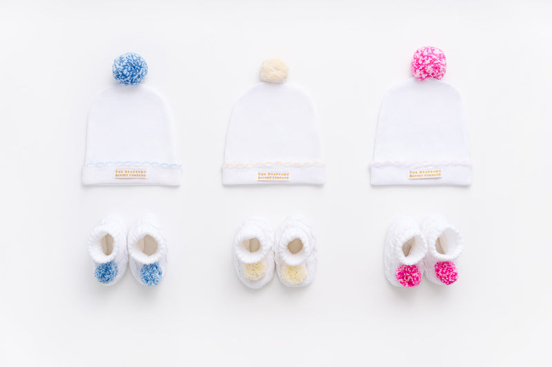 Bryer Booties & I'm Here Hat Set - Worth Avenue White with Palmetto Pearl