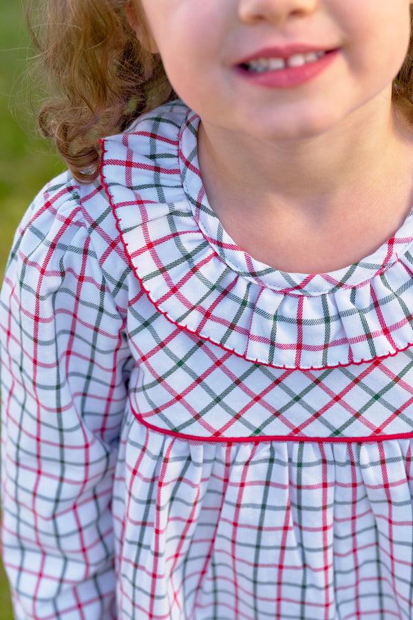 Long Sleeve Ramona Ruffle Collar Dress - Old Town Tattersall