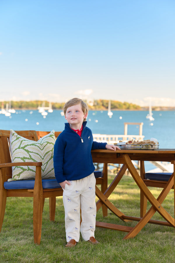 Critter Sheffield Pants (Corduroy) - Osprey Oatmeal Richmond Red Stork & Santa Dog Embroidery