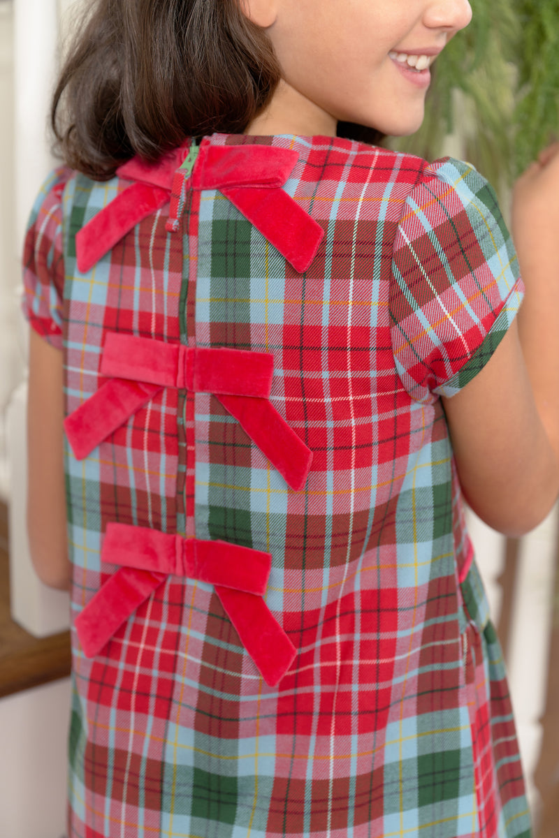 Betts Bow Dress - Wilson Pier Plaid with Richmond Red Bows