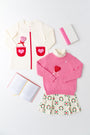 Long Sleeve Peggy Pocket Dress - Palmetto Pearl with Richmond Red & Hamptons Hot Pink Heart Pockets