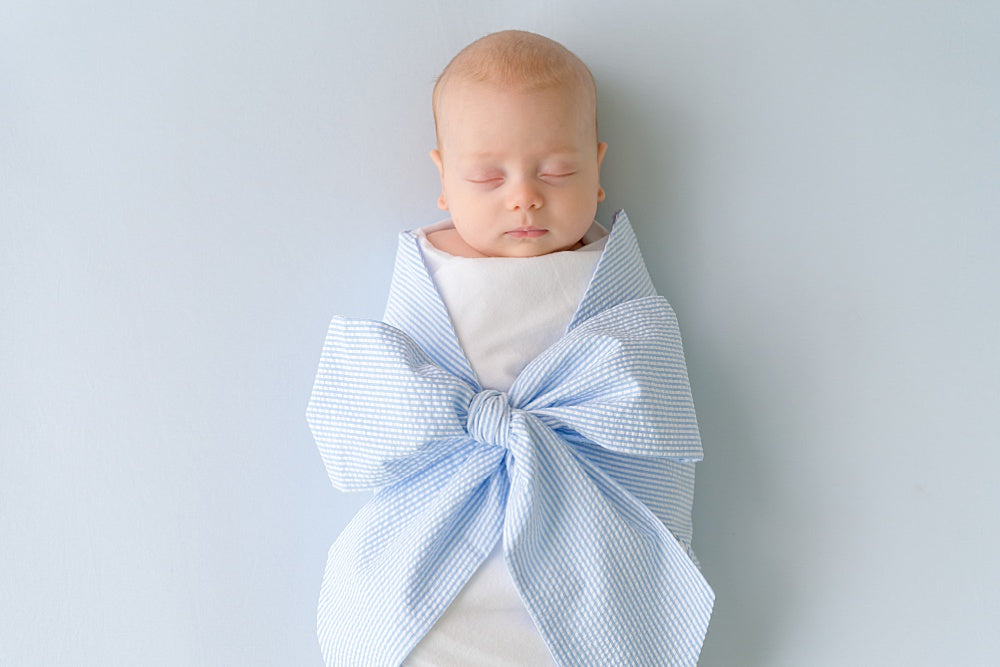 Bow Swaddle ® Breakers Blue Seersucker The Beaufort Company
