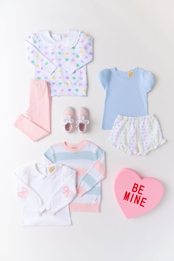 Emma's Elbow Patch Top & Onesie - Worth Avenue White with Palm Beach Pink