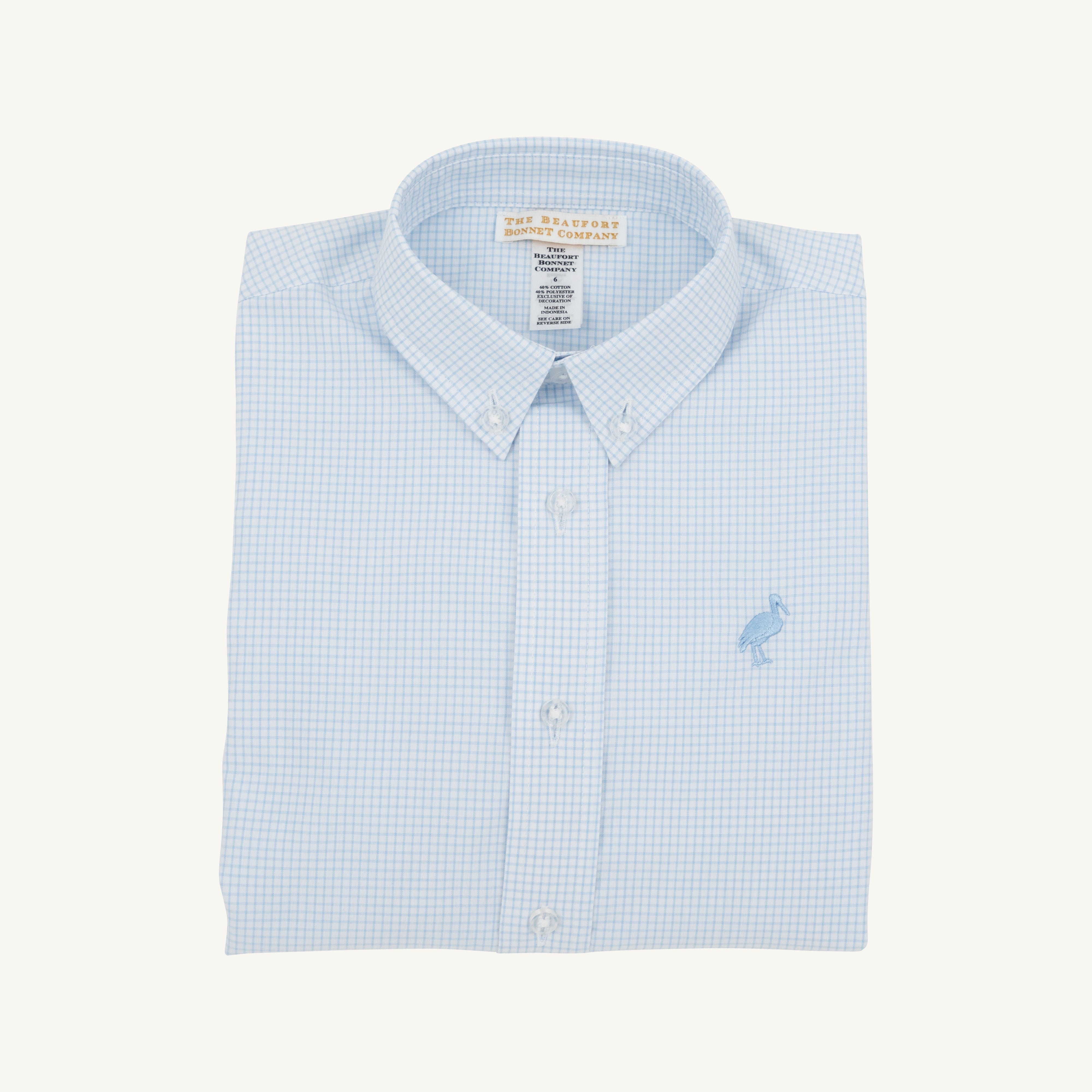 Dean's List Dress Shirt - Barrington Blue Mini Windowpane with Barrington Blue Stork