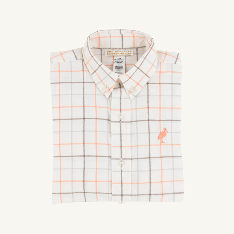 Dean's List Dress Shirt (Flannel) - Mantua Tattersall with Seashore Sherbet Stork