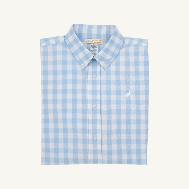 Dean's List Dress Shirt - Beale Street Blue Gingham with Worth Avenue White Stork