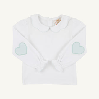 Embroidery result for: Emma's Elbow Patch Top - Worth Avenue White with Old Greenwich Green Heart Patches