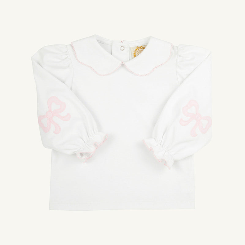 Emma's Elbow Patch Top & Onesie - Worth Avenue White with Palm Beach Pink