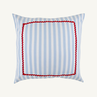 Embroidery result for: Euclid Euro Sham - Caicos Cabana Stripe (Beale Street Blue) with Richmond Red