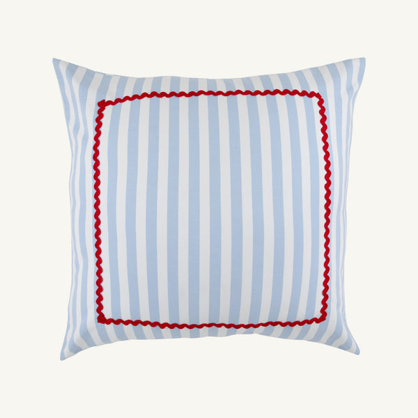 Euclid Euro Sham - Caicos Cabana Stripe (Beale Street Blue) with Richmond Red
