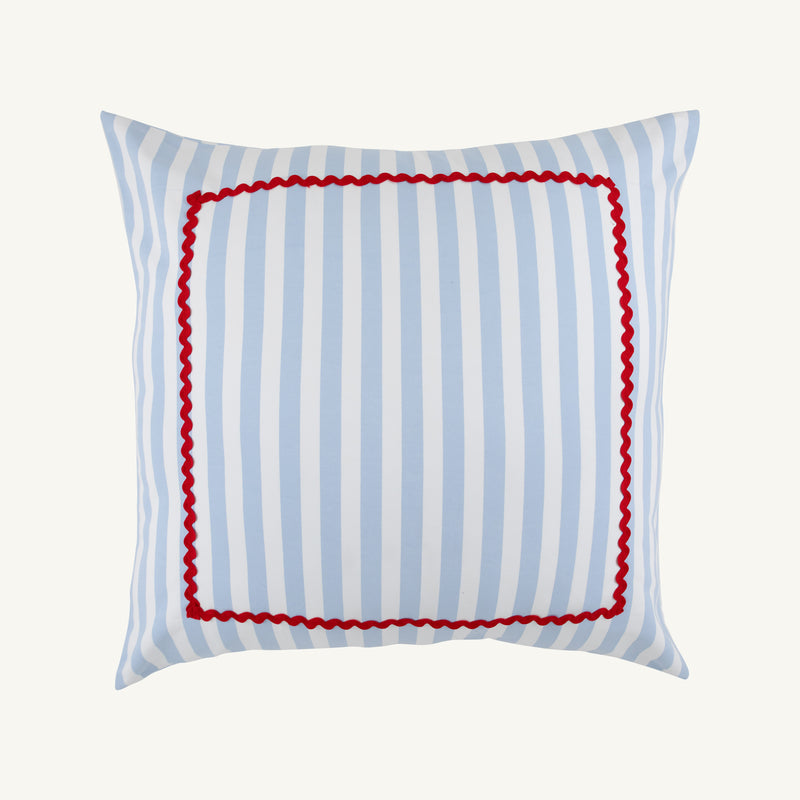 Euclid Euro Sham - Caicos Cabana Stripe (Beale Street Blue) with Richmond Red