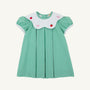 Frenchy Frock - Gibson Island Green Mini Gingham with Apple & Bow Embroidery