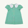 Frenchy Frock - Gibson Island Green Mini Gingham with Apple & Bow Embroidery